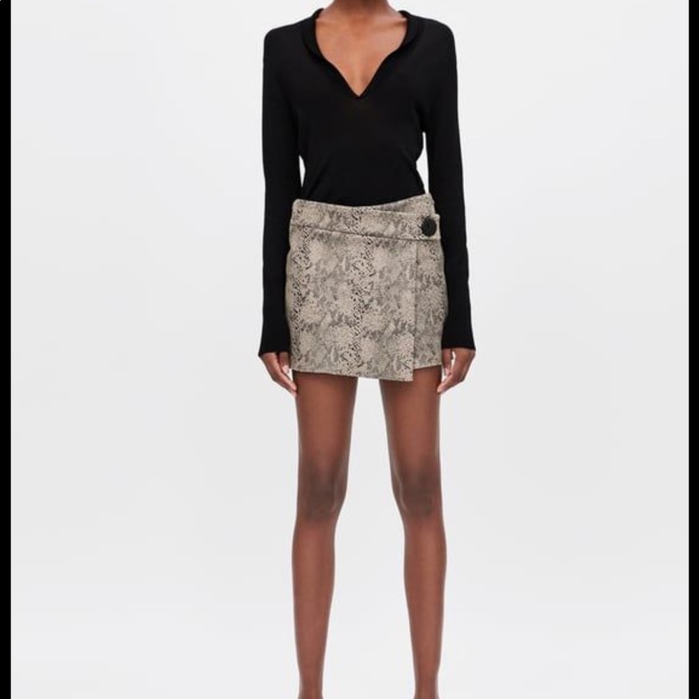 Zara Snakeskin Print Split Skirt